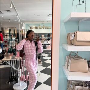 SKIMS Cozy Knit Zip Up Hoodie -Houndstooth